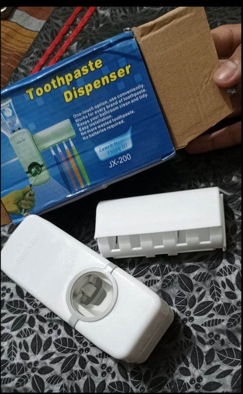 Automatic Toothpaste Dispenser With Toothbrush Holder Wall Mounted Durable Hygienic And Convenient Bathroom Accessory