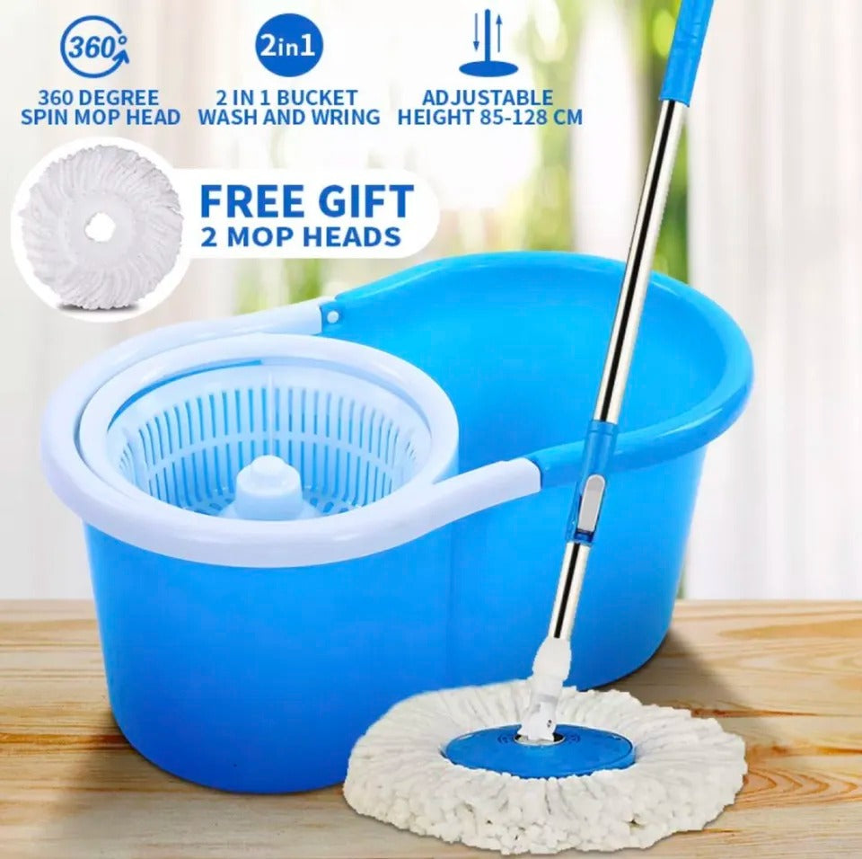 360° Rotating Spin Mop with Bucket - 2 Microfiber