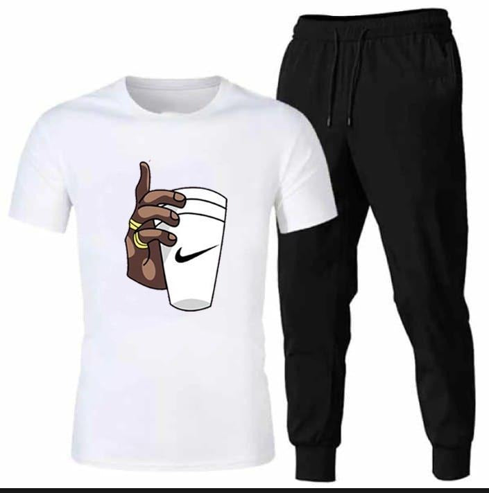 Premium Micro Men’s Tracksuit Cup Hand Print – Comfortable Sportswear | Gym & Workout Suit - Black Extra Large